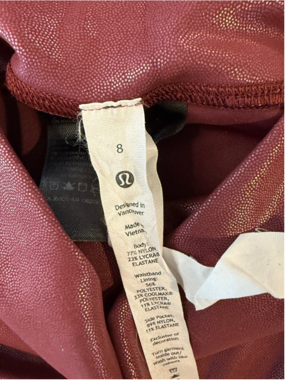 Lululemon Wunder Train High-Rise Tight 25" lmt edition Radiate Foil Red Merlot 8 - Picture 8 of 8